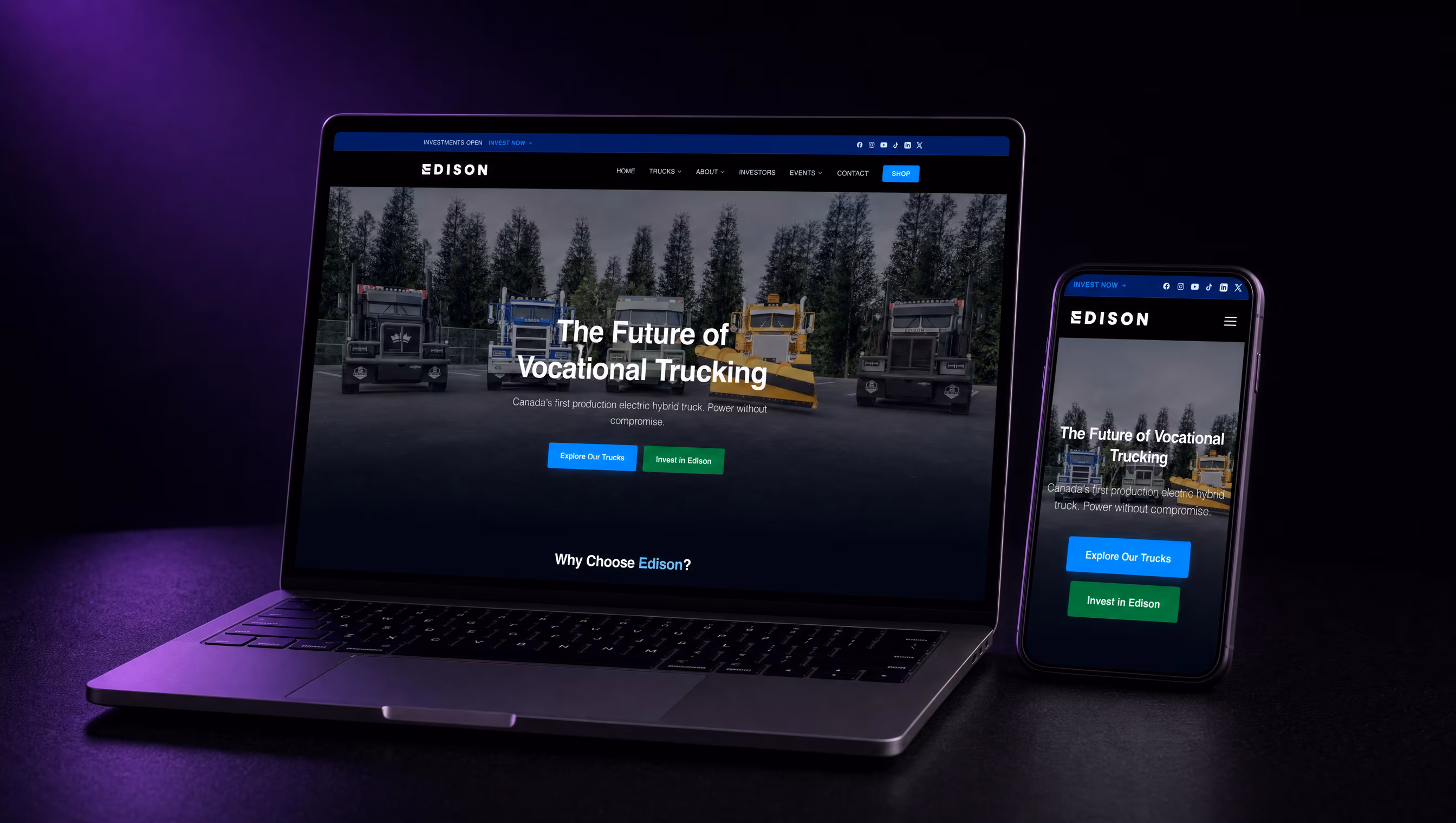 Edison Motors website built by TheBomb®
